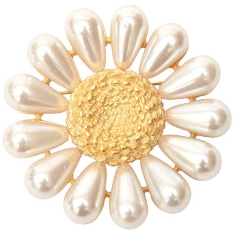 signed givenchy faux pearl flower pin|Signed Givenchy Paris•New York Large Faux Pearl Daisy Flower .